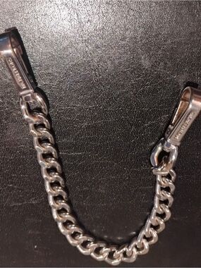 Michael Kors Silver Curbed Chain Strap with Logo Clips